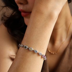 Bracelet tennis en zircon arc-en-ciel, bracelet multigemme coloré, bijoux de mariée, cadeau pour elle - Product Image 4