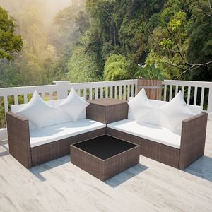 Set di Mobili da Giardino Modulari Standard in Polyrattan Marrone - Product Image 1
