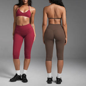 Conjunto de gimnasio de dos piezas con sujetador de espalda cruzada y shorts levanta glúteos para mujer, transpirable, para entrenamiento, fitness, yoga y natación - Product Image 3