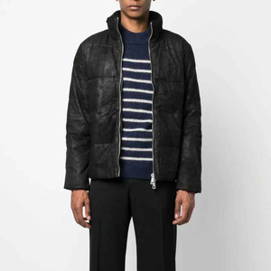 2026 Custom Winter Unisex High Street Clothing Top Stand Collar <b>Long</b> Sleeve Original <b>Leather</b> Zip Regular Size Puffer <b>Jackets</b> - Product Image 4
