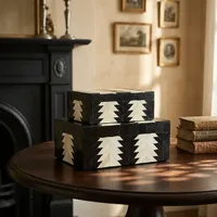 Boîte de rangement en os incrusté noir et blanc de qualité supérieure, boîte à bijoux et cadeaux de luxe faite à la main