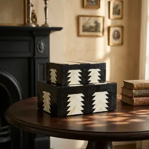 Black and <b>White</b> Premium Bone Inlay Storage Box Handmade Luxury Gift and Jewelry Box - Product Image 3