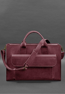 Porte-documents en cuir pour ordinateur portable, sac à bandoulière classique, protection pour usage professionnel, couleur bordeaux - Product Image 4