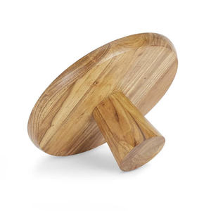Support à gâteau rond en bois d'acacia Support de table en bois sans danger pour les aliments pour les anniversaires Support à gâteau rotatif au design sculpté - Product Image 4