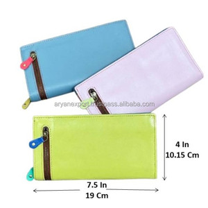 Cartera de mano multifuncional con cremallera a la moda, cartera larga de cuero multicolor, monedero de cuero reciclado, cartera plegable para mujer - Product Image 2