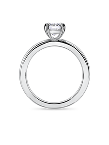 Anillo de compromiso solitario con diamante de laboratorio de corte esmeralda, oro amarillo macizo de 14K, anillo de boda con doble engaste de garra, joyería. - Product Image 4