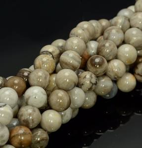 Perles rondes en jaspe feuille d'argent, pierres précieuses naturelles, brin complet, pour la fabrication de bijoux DIY, bracelets et colliers - Product Image 3