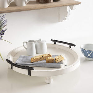 Bandeja de servicio de madera de mango versátil de alta calidad con asas y patas de metal para servir bebidas, cenas y decoración - Product Image 5