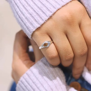 Wholesale 925 Sterling Silver Natural <b>Citrine</b> Teardrop <b>Ring</b> Yellow Gemstone Stackable Flower <b>Ring</b> for Women - Product Image 6