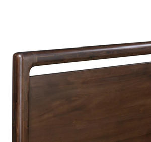 Cadre de lit en bois massif brun foncé, panneau de lit en bois pour chambre d'hôtel, villa, appartement - Product Image 5