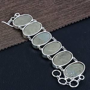 Golden Pyrite Druzy Bracelet 925 Sterling Silver Boho Handmade Gemstone Jewelry Statement Gift For Women - Product Image 3