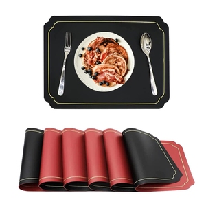 Manteles Individuales de Lujo de Cuero PU, Impermeables, Resistentes al Calor, de Doble Cara, con Borde Dorado, Antideslizantes, Juego de Manteles Individuales para Mesa de Comedor - Product Image 1