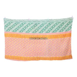 Indian Kantha <b>Quilt</b> Floral <b>Quilt</b> Bedspread Bedding Blanket Indian Reversible Hand Stitched Heavy Throw Old Sari Blanket Patch - Product Image 3