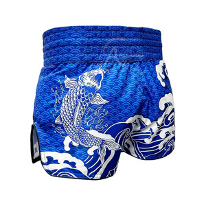 Shorts MMA pour hommes, imprimé vague de poisson koi bleu, polyester à séchage rapide, shorts de combat pour arts martiaux mixtes, coupe régulière, taille adulte - Product Image 5