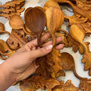 Vietnam Eco Style Scoop Leaf Wooden Spoon Hardwood Material for Coffee Tea Salt Scoop Serving Kitchen <b>Table</b> Decor - Product Image 1