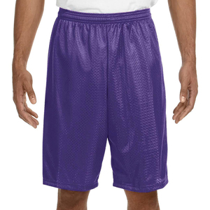 Shorts en maille respirants pour hommes, style urbain, taille mi-haute, 100 % polyester, motif uni, avec cordon de serrage à la taille - Product Image 1