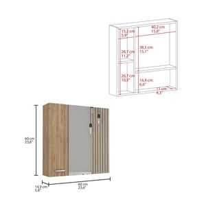 Single-Door <b>Pine</b> Bathroom <b>Shelves</b> Sines Medicine Cabinet with Four Internal <b>Shelves</b> - Product Image 6