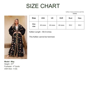 Cardigan en lin noir bohème brodé Abaya d'été pour femme - Product Image 5