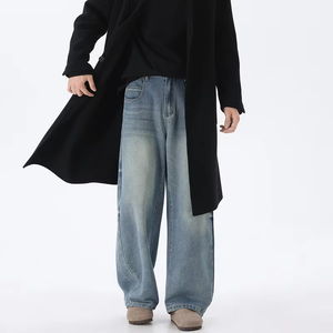 Jean en denim brut italien de haute qualité, coupe droite, jambe large, style vintage, personnalisé, en coton épais, pour homme - Product Image 5