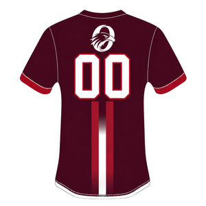 Maillot de sport rouge bordeaux à manches courtes, col rond, avec bande centrale, pour l'entraînement athlétique et l'uniforme de baseball d'équipe - Product Image 2