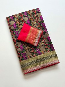 Sari en soie ethnique de luxe pour femmes - Tenue haut de gamme pour fêtes et mariages, sari de créateur exclusif pour festivals, sans plis, séchage rapide - Product Image 1