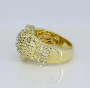 Bague de fiançailles pour homme en argent sterling 925 plaqué or, avec grappe de diamants Moissanite, halo ovale vintage de luxe - Product Image 4