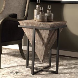 Mesa Auxiliar de Hierro con Tapa de Madera, Superficie Amplia y Estructura Resistente, Ideal para Áreas de Estancia Concurridas - Product Image 5