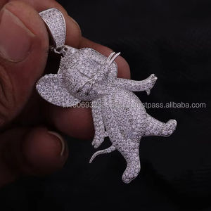 Pave Moissanite <b>Dog</b> Pendant 925 Sterling Silver Rhodium Plated Iced Rectangular Diamond Unisex Hip Hop Party Jewelry Gifts - Product Image 5