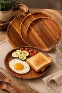 Premium Handmade Polished Wooden Charger Plate Stand Featuring Japanese Acacia Mango Wood Beautiful Epoxy Resin Emerald Artwork - Product Image 6