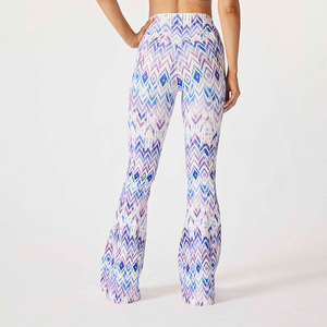 High Waist <b>Flared</b> <b>Leggings</b> Women Geometric Print Full Length Yoga Pants Stretch Breathable Comfortable All Seasons - Product Image 4