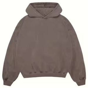 Sweat à capuche unisexe surdimensionné pour homme, personnalisable avec logo brodé, thermique, épais, hiver, couleur unie, teint uni - Product Image 3