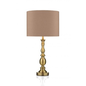 <b>Gold</b> Finish Modern Tabletop Lamp Fabric Drum Shade Decorative <b>Bedside</b> Lamp for Living Room Housewarming - Product Image 1