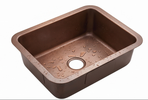 Évier de cuisine encastré simple de qualité supérieure, finition cuivre mat, surface facile à nettoyer, design rustique - Product Image 4