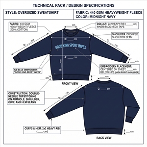 Sudadera Azul Marino de Cuello Redondo, Forro Polar Grueso, Ajuste Oversize, Dobladillo y Puños Acanalados, Estilo Casual Urbano, Top Pullover - Product Image 6