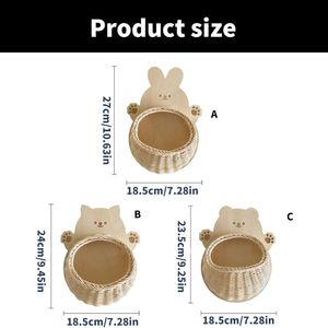 Cesta de Almacenamiento Decorativa de Pared para Cuarto de Bebé, Diseño de Cabeza de Conejo, de Madera y Ratán, Organizador de Artículos Pequeños para Dormitorio Infantil, Venta al Por Mayor - Product Image 4