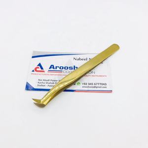 Pinzas doradas profesionales con punta de fibra de 90 grados, logotipo personalizado, acero inoxidable sólido, sostenible para extensión de pestañas - Product Image 4