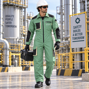TwillSports <b>Men's</b> Work Coveralls Long Sleeve Cotton Breathable Mechanic <b>Jumpsuit</b> With Zipper Front Customizable - Product Image 2
