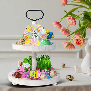 ถาดไม้2ชั้นถาดไม้สำหรับตกแต่งบ้านไร่ที่เป็นมิตรกับสิ่งแวดล้อมถาดไม้ชั้นวางขนมหวานกาแฟผลไม้คัพเค้กใช้ตกแต่งบ้านวันหยุด - Product Image 3