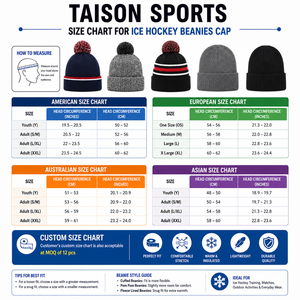 TAISON SPORTS Bonnet de hockey sur glace en laine douce premium 380 GSM unisexe réglable bleu marine bleu roi blanc avec étiquette tissée personnalisée - Product Image 3