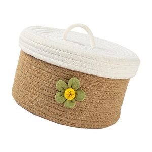 Panier en corde de coton décoratif multi-usages, bac à jouets, organiseur de rangement pour serviettes et oreillers, pour la décoration de la maison - Product Image 5