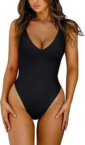 Traje de Baño de Color Sólido, Diseño Ajustado con Logotipo, Talla Grande, Estilo Bra, Venta al Por Mayor para Comercio - Product Image 3