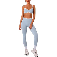 Ensemble de yoga crop top pour femme : Soutien-gorge de sport à maintien élevé et Leggings taille haute sculptants effet push-up, en Nylon Spandex, respirant et à séchage rapide