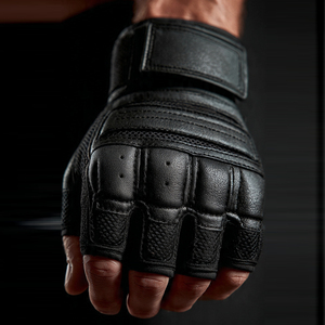 Gants d'entraînement en cuir demi-doigts pour tractions, musculation et bodybuilding, en cuir et néoprène - Product Image 5