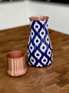 Jarra de Agua de Cobre Azure Charm, Recipiente de Almacenamiento de Agua de Cobre Puro para una Hidratación Saludable en el Hogar, Cocina y Comedor - Product Image 6