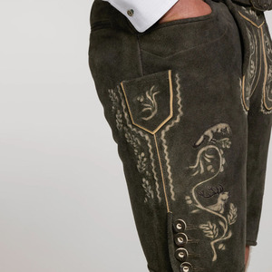 Pantalones Cortos Bávaros Tradicionales para Hombre, Estilo Oktoberfest, Color Marrón Sólido Vintage, Tela Satinada, Casuales Elegantes, Anti-UV - Product Image 4