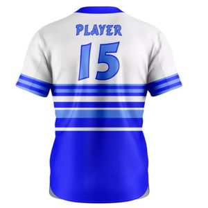 Maillot de baseball blanc et bleu roi à manches courtes avec motif rayé, respirant, uniforme d'équipe pour l'entraînement et les activités sportives - Product Image 2