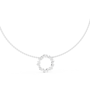 Collar con Colgante de Diamantes Cultivados en Laboratorio en Oro Blanco de 10K, Elegante Colgante Redondo con Forma de Racimo de Diamantes en Oro Blanco, Colgante Circular con Diamantes de Formas Mixtas - Product Image 3