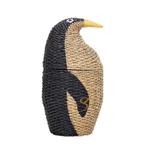 Cesta de Almacenamiento de Jacinto de Agua con Forma de Pingüino y Tapa, Organizador de Juguetes Tejido con Forma de Animal para Decoración de Habitación Infantil - Product Image 3