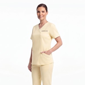 Ensemble de blouses médicales pour femmes à col en V, manches courtes, uniforme médical, tenue de travail hospitalière, conception de logo personnalisé - Product Image 2