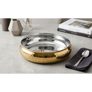 Nuevo Tazón para Ensalada de Acero Inoxidable Martillado Estilo Belga, Tazón Redondo para Servir, Tazón Decorativo de Metal para Servir Comida en el Hogar o en Bodas - Product Image 1